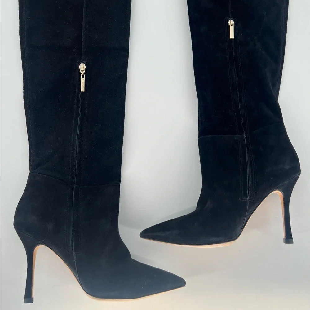 Larroudé Kate Over The Knee Suede Boots In Black